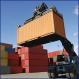Lift Carrying an Intermodal Container - Intermodal Transportation
